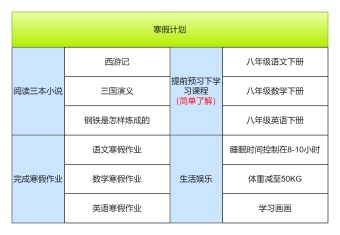 寒假计划表模板