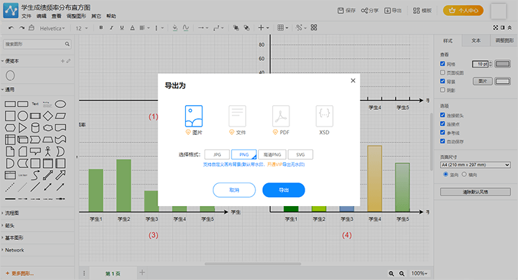 导出频率分布直方图