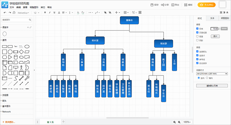 学校组织结构图怎么画