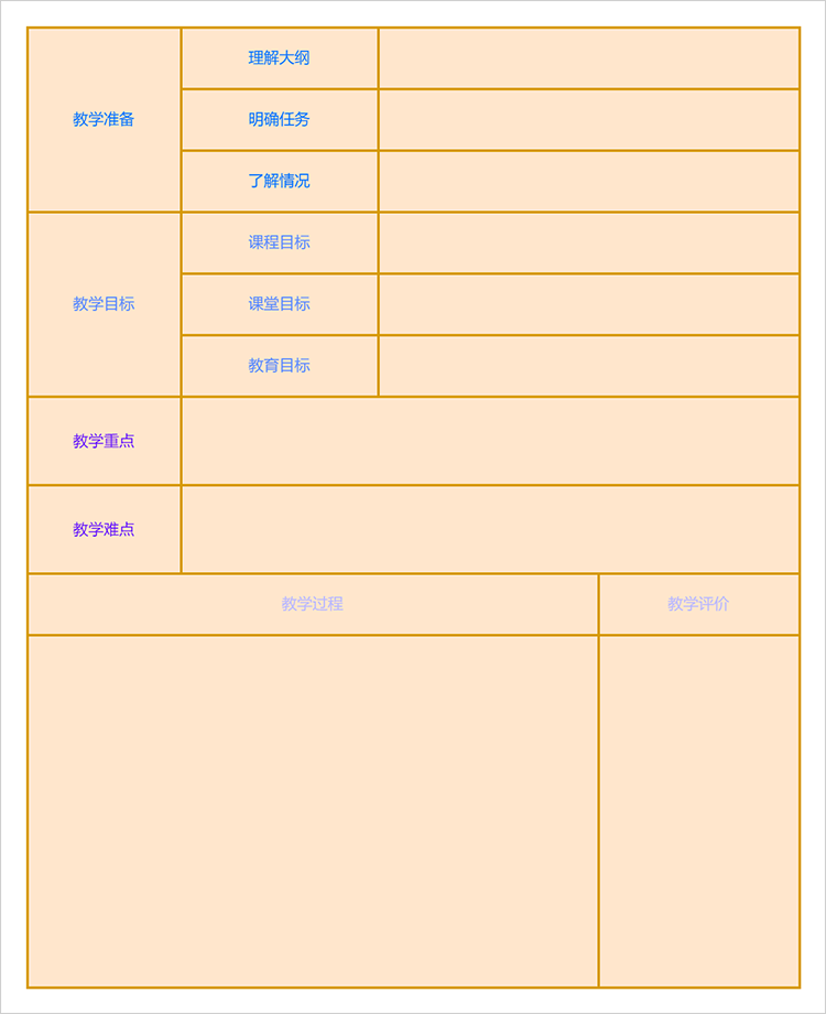 教学设计流程表格