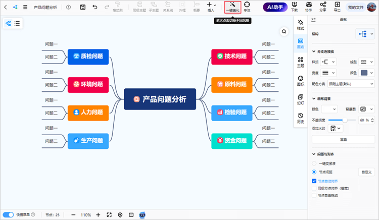 思维导图一键美化