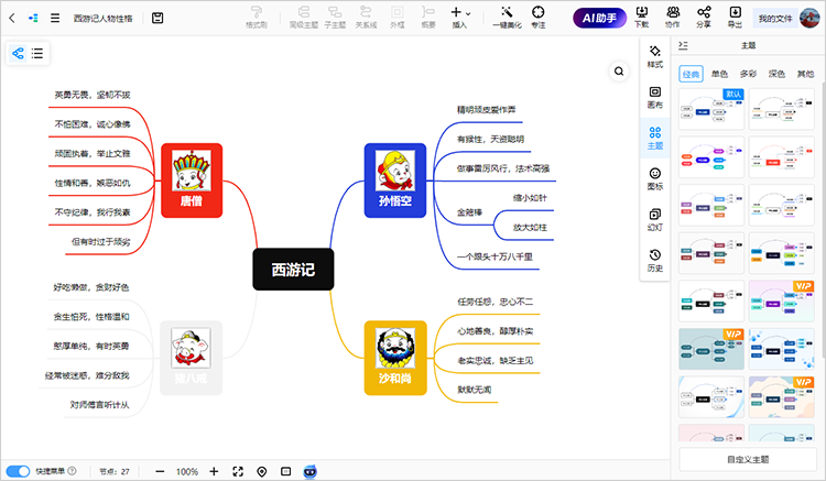 西游记思维导图制作方法