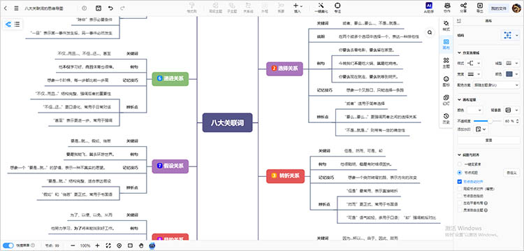 八大关联词的思维导图的绘制方法