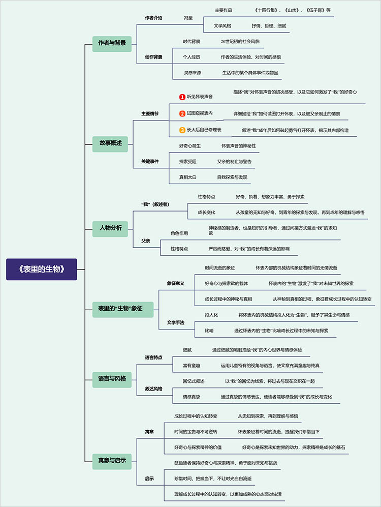 表里的生物思维导图