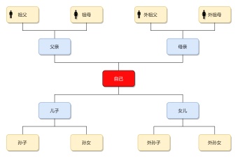 直系三代亲属关系图模板