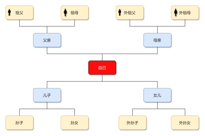 直系三代亲属关系图