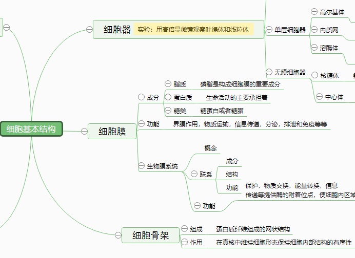 细胞的基本结构思维导图