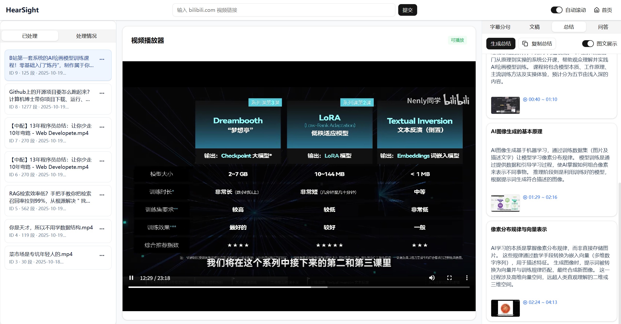 视频总结的展示